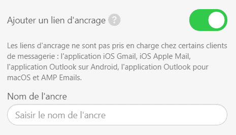 Ancrer des liens dans les e-mails_Activer l'option