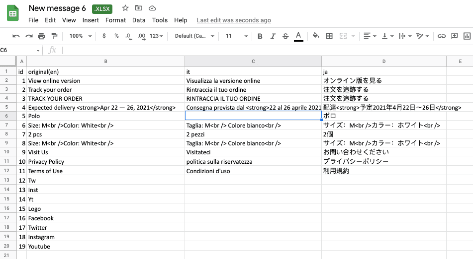 Filling out Excel File with Translations