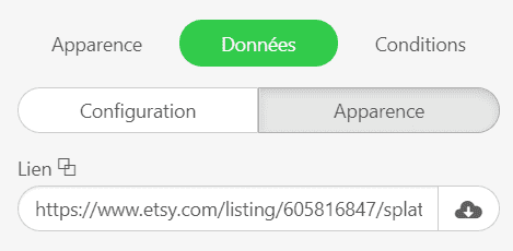 Coller l'URL du produit dans le champ de saisie du lien Coller l'URL du produit dans le champ de saisie du lien