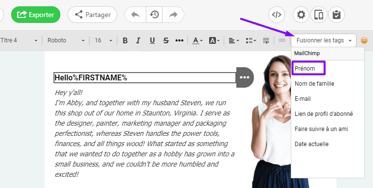 Collecte de données pour les spécialistes du marketing par e-mail_Ajout de balises de fusion dans les e-mails aux adresses par noms Collecte de données pour les spécialistes du marketing par e-mail_Ajout de balises de fusion dans les e-mails aux adresses par noms