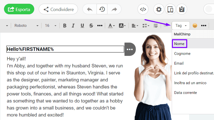 Esempi di email di benvenuto_Aggiunta di tag di unione alle email Esempi di email di benvenuto_Aggiunta di tag di unione alle email