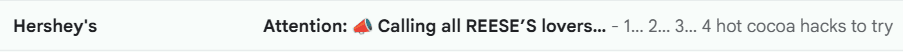 An example of the subject line with a pre-header