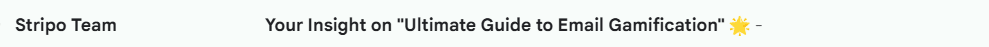 An example of the subject line without a preheader but with a whitespace
