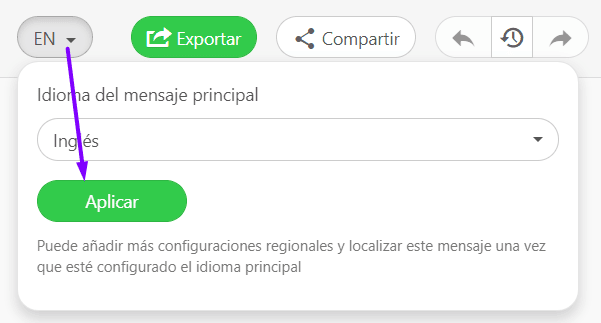 Aplicar botón en el menú de localización