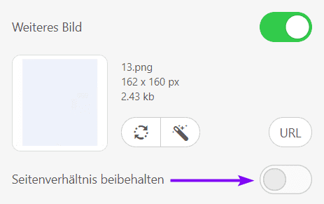 Deaktivierung der Option Seitenverhältnis beibehalten