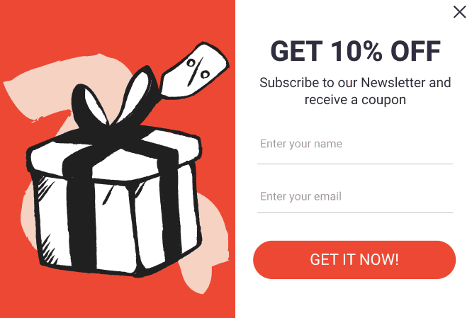 Стандартный попап для сбора email-адресов, разработанный в Claspo Стандартный попап для сбора email-адресов, разработанный в Claspo