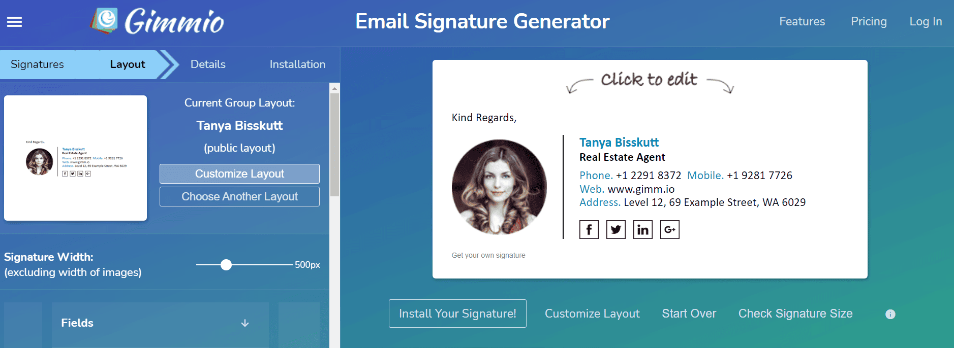 Générateur de signature e-mail professionnel _ Gimmio