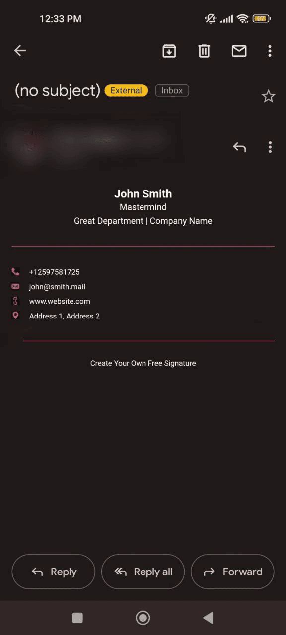 Exemple de signature e-mail pour un propriétaire de petite entreprise