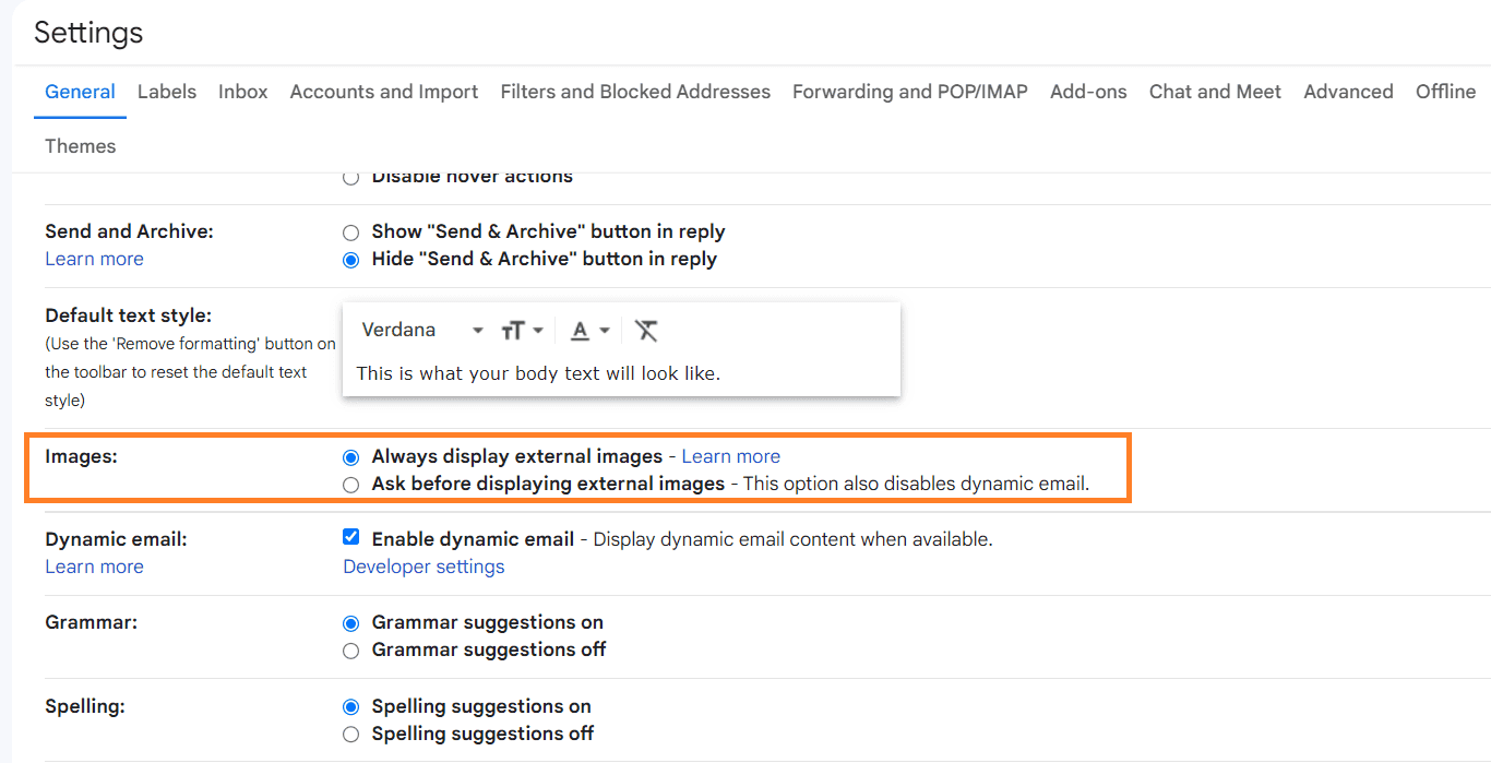 Gmail Users Can Allow External Images in the General Settings Gmail Users Can Allow External Images in the General Settings