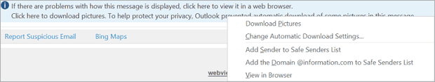 Outlook Allows Users to Download Images Outlook Allows Users to Download Images