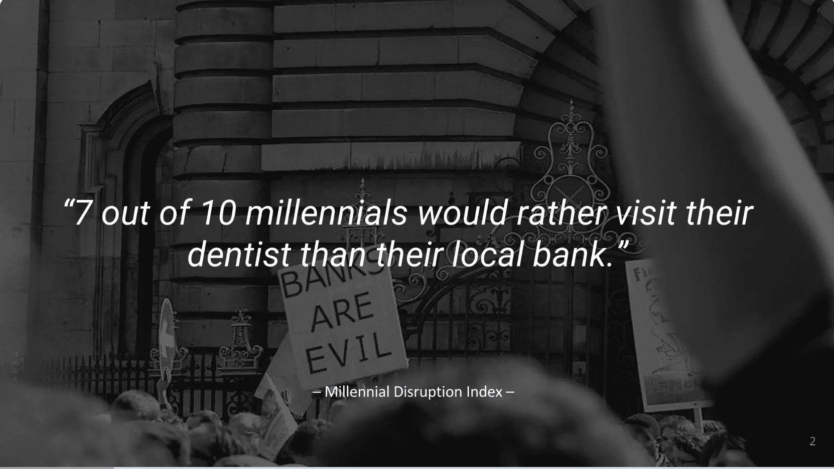 Aussage mit einer zentralen Botschaft und einem großen Problem im Bankwesen