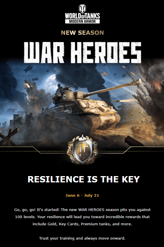 E-mail de lançamento de produto do World of Tanks