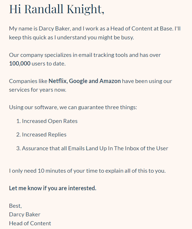 Template de e-mail de apresentação