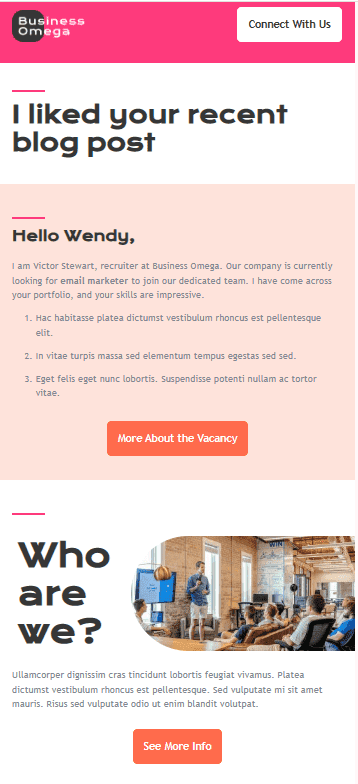Exemplo de e-mail promocional de postagem em blog