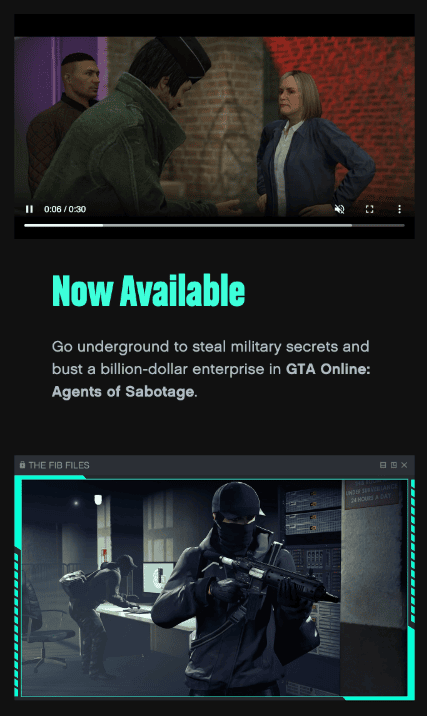 E-mail de lançamento de produto da Rockstar Games