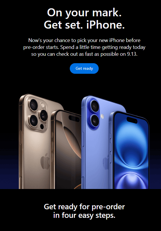 E-mail de lançamento de produto da Apple