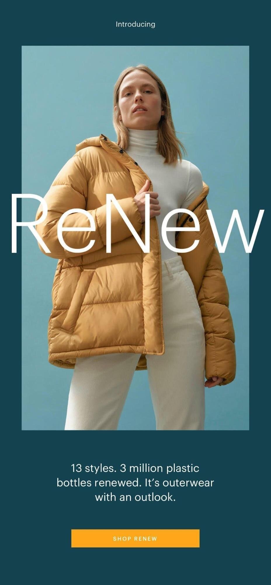 E-mail de lançamento de produto da Everlane
