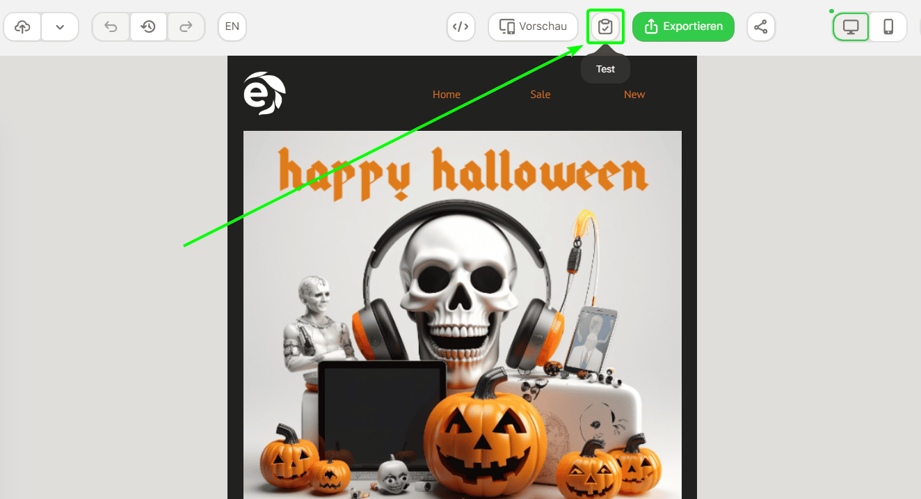 Schaltfläche E-Mail-Test Schaltfläche E-Mail-Test