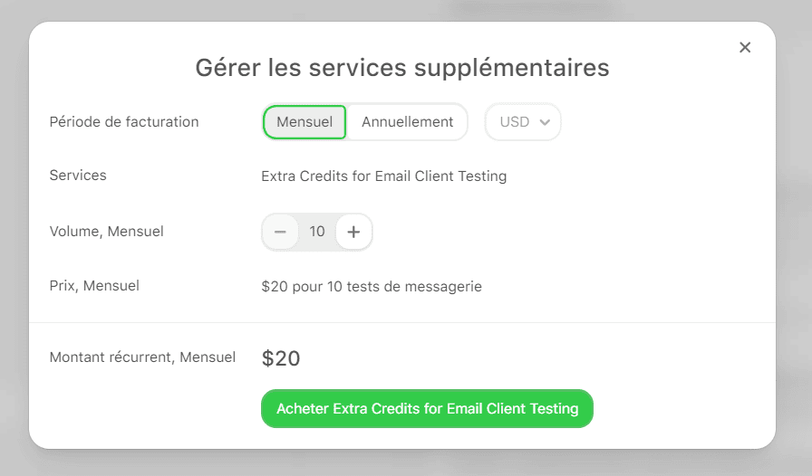 Acheter plus de tests d'email Acheter plus de tests d'email