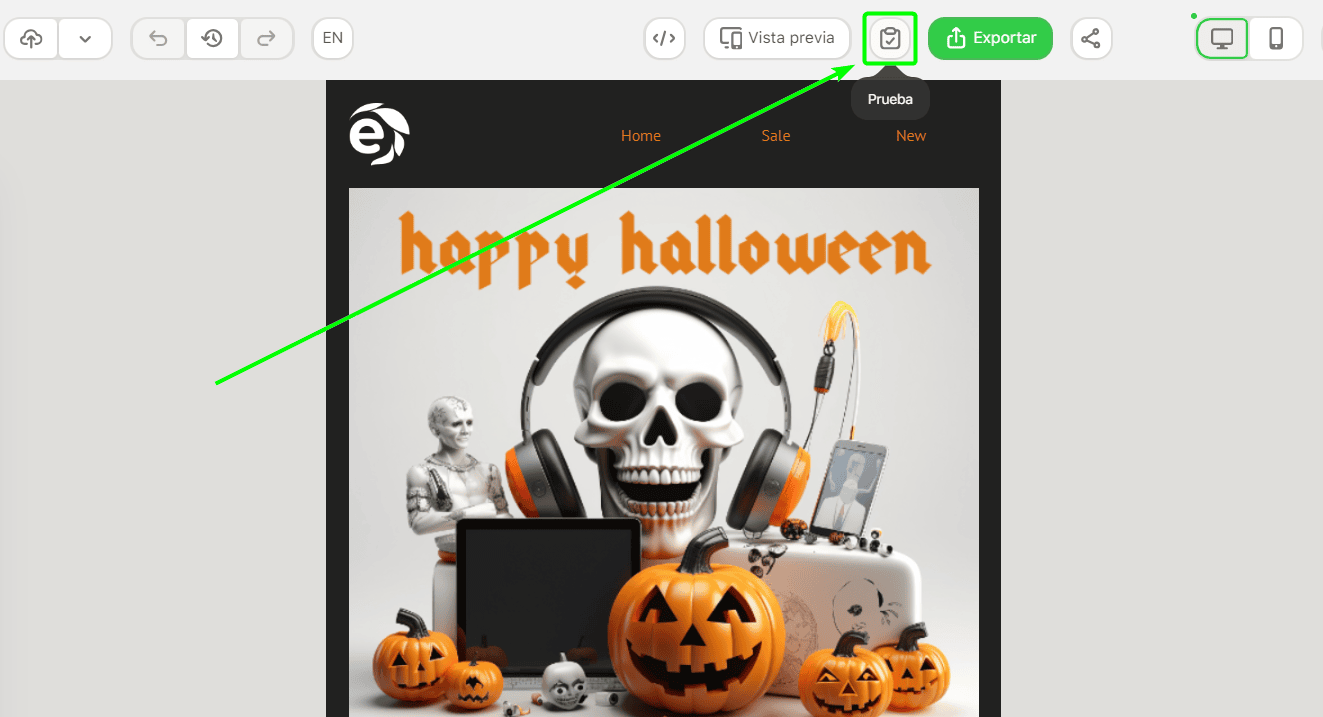 Pulsante test dell’email