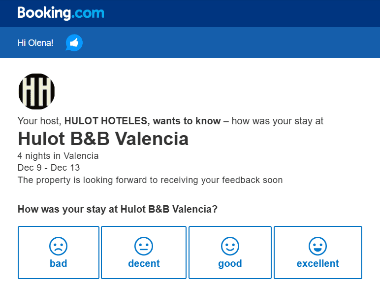 An example of a highly personalized survey email