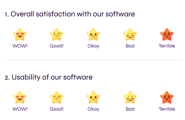 A survey email to assess product satisfaction