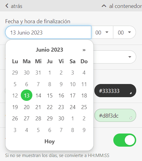 Temporizadores Stripo _ Elección de fechas Temporizadores Stripo _ Elección de fechas