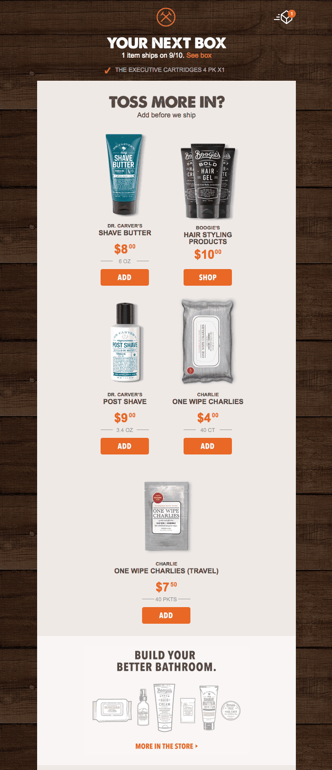 Email de Venda Cruzada da Dollar Shave Club Email de Venda Cruzada da Dollar Shave Club
