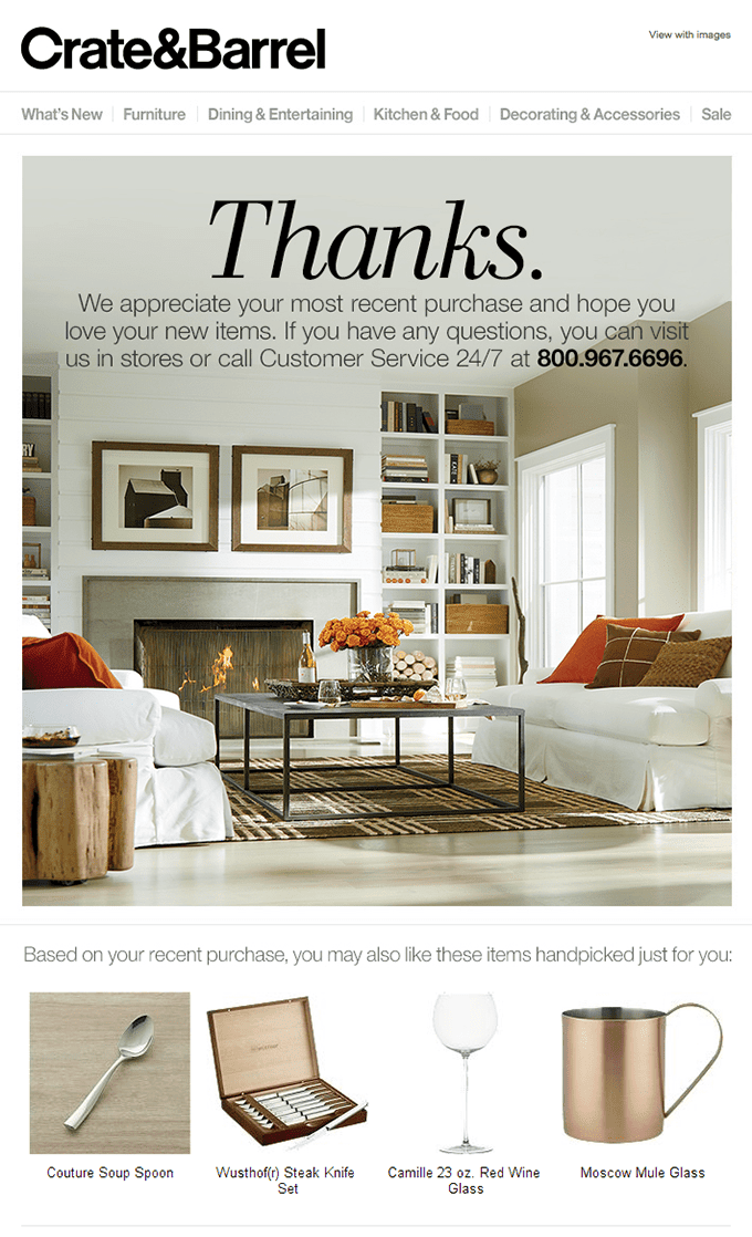 Email de Venda Cruzada da Crate&Barrel Email de Venda Cruzada da Crate&Barrel