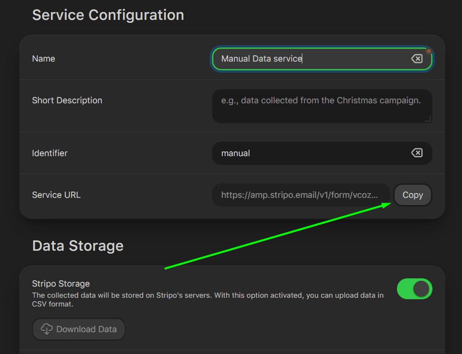 Copying service link