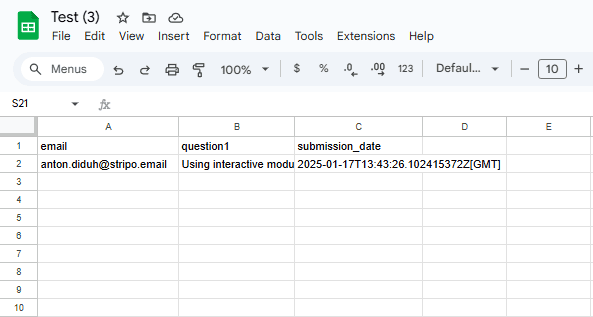Answers .csv file