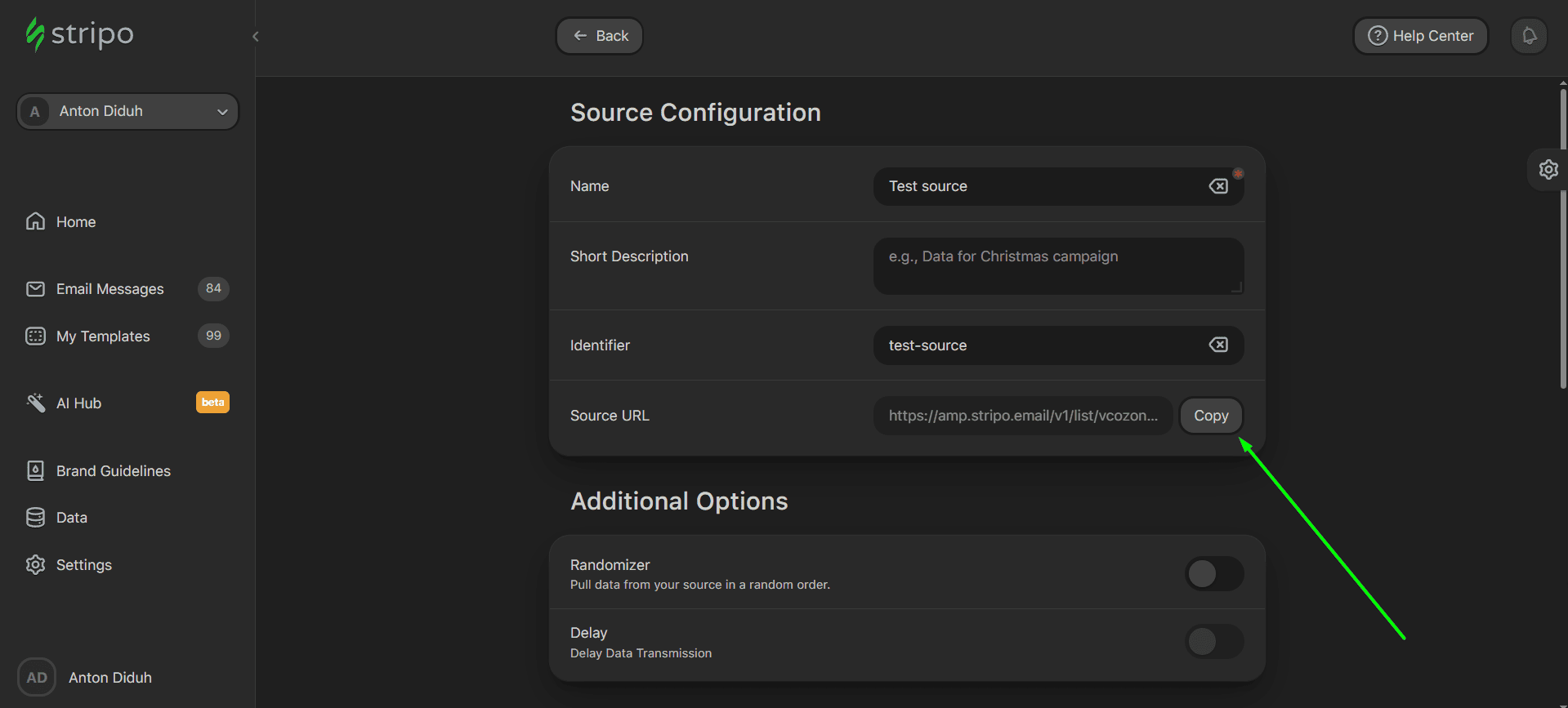 Copying data source link