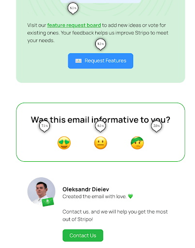 Stripo email sent from an email marketer specialist