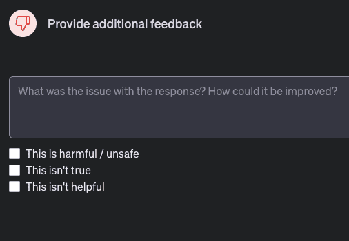 Надання відгуку для ChatGPT з метою покращити результати надалі Надання відгуку для ChatGPT з метою покращити результати надалі