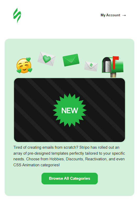Stripo _ Bright green color in newsletters