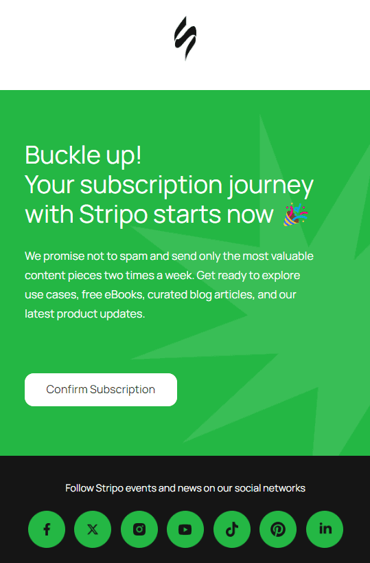 Stripo subscription confirmation email Stripo subscription confirmation email