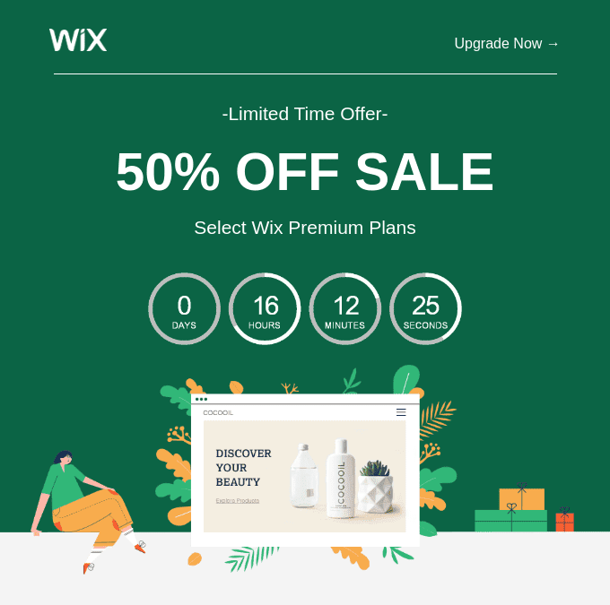 Example of a countdown timer in email _ Wix