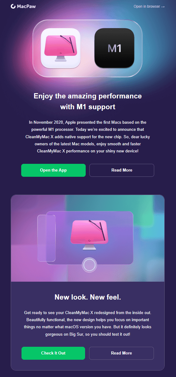Call to action example from MacPaw