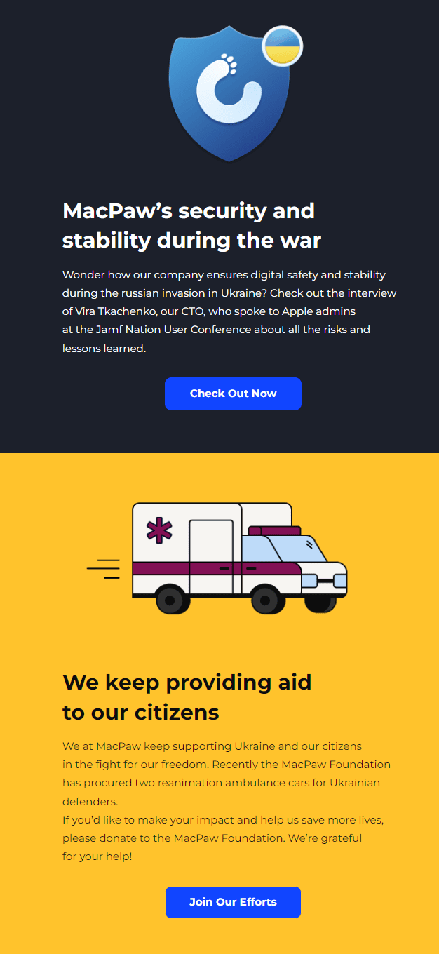 Charity projects for Ukraine by MacPaw