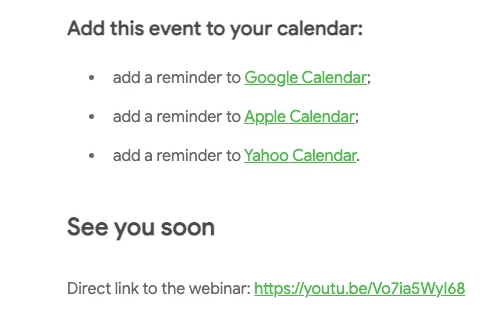 “Add to calendar” block with a descriptive link