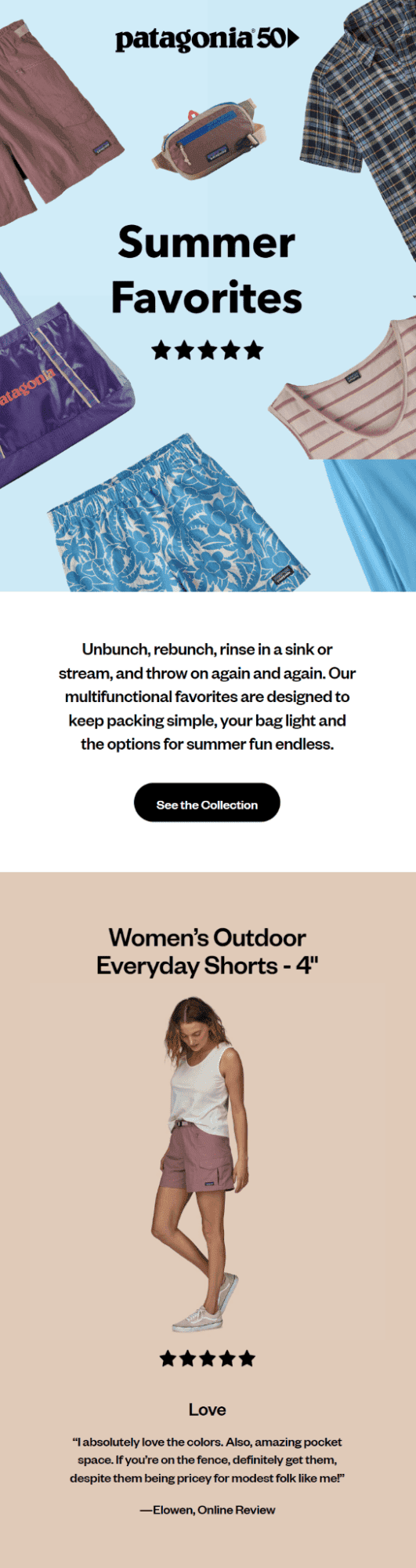 An email with customers’ favorite products by Patagonia
