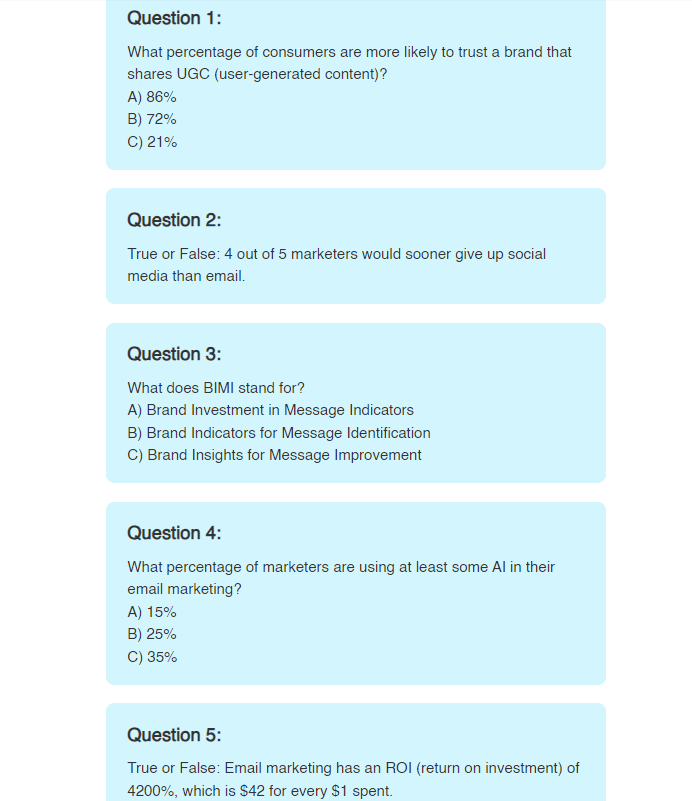 Sharing educational content in emails