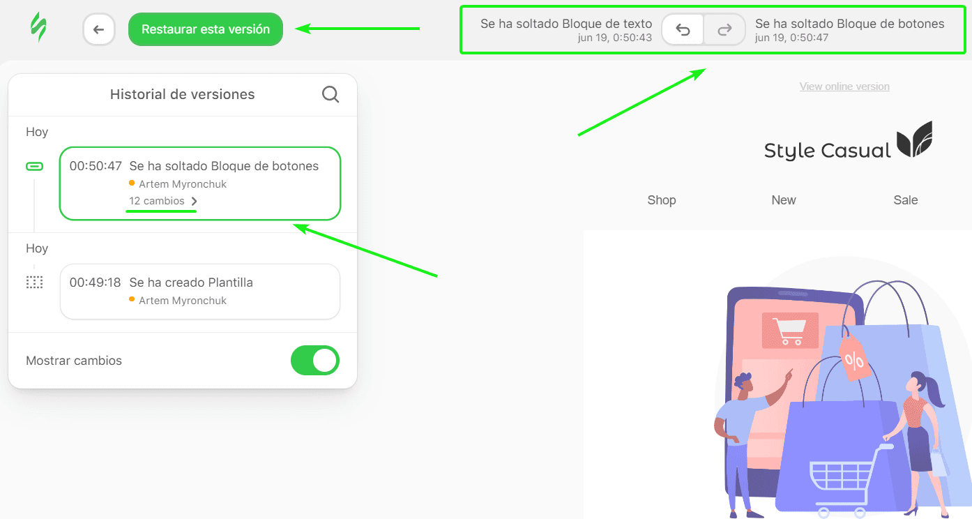 Navegación en el historial de versiones