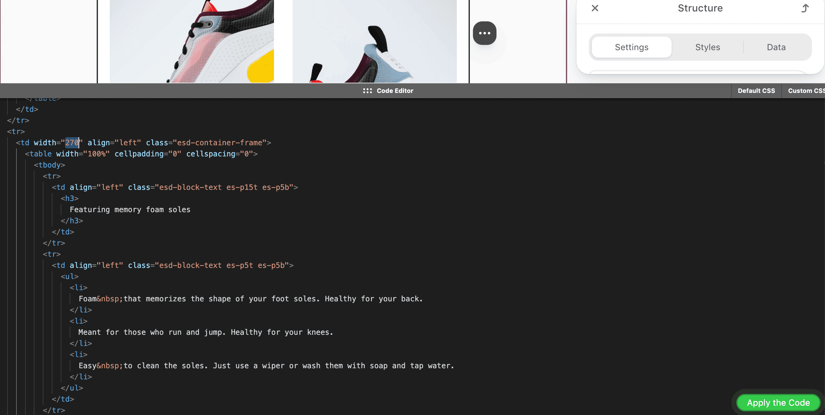 How to use Stripo for editing HTML code