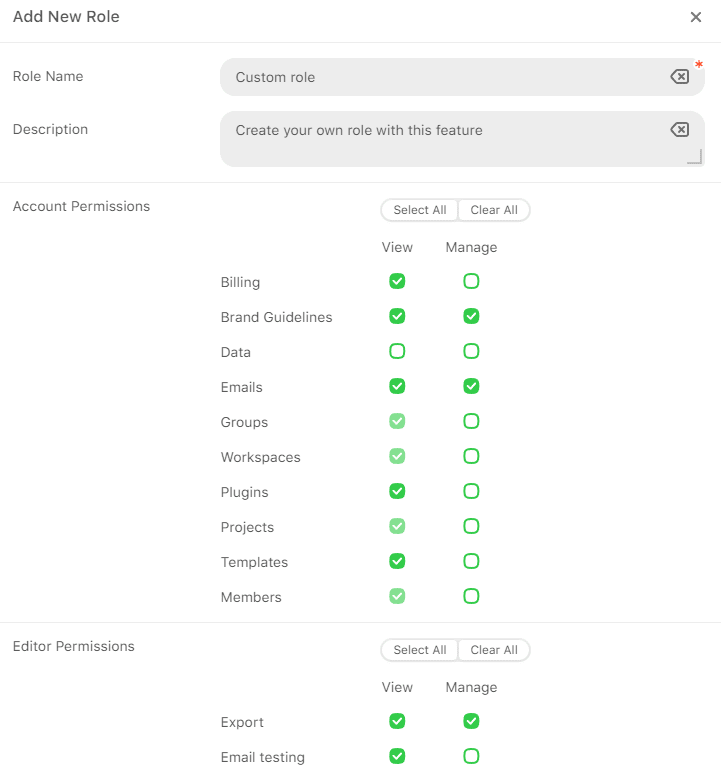 Custom roles and permissions feature Custom roles and permissions feature