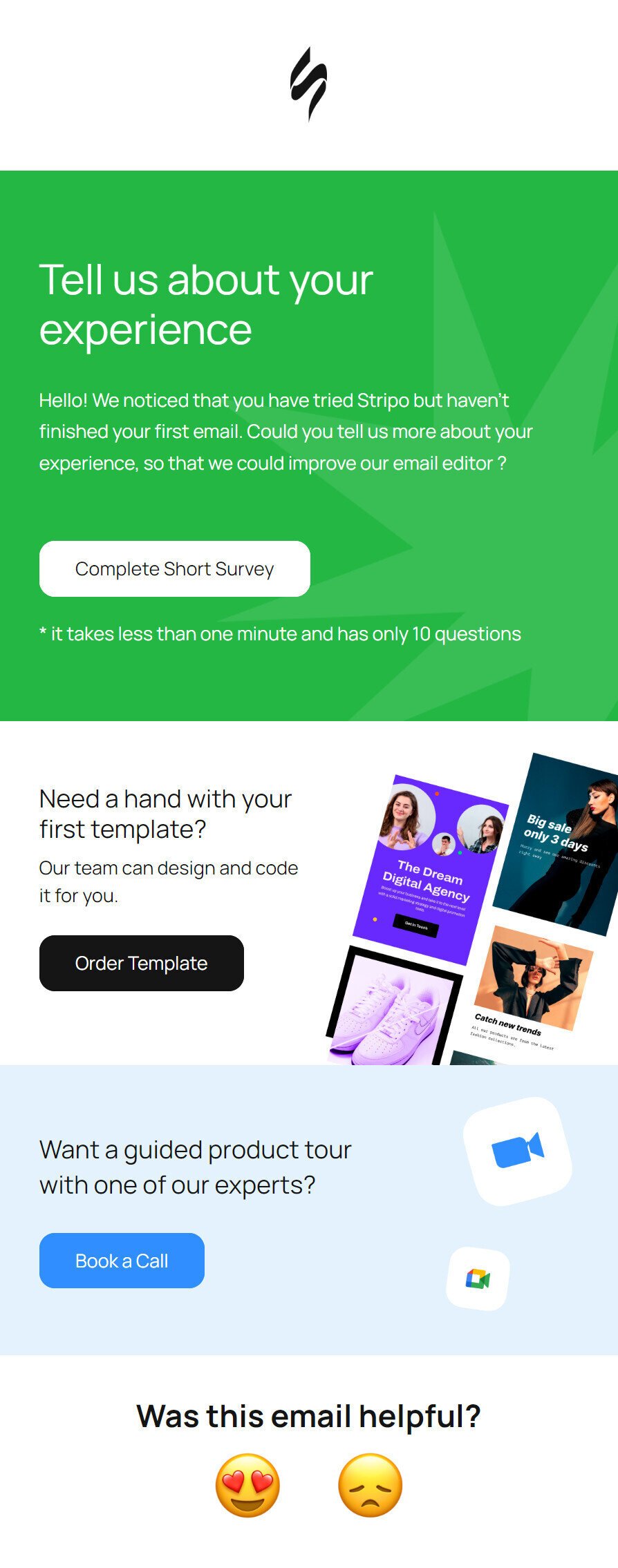 Example of targeted email with a short survey