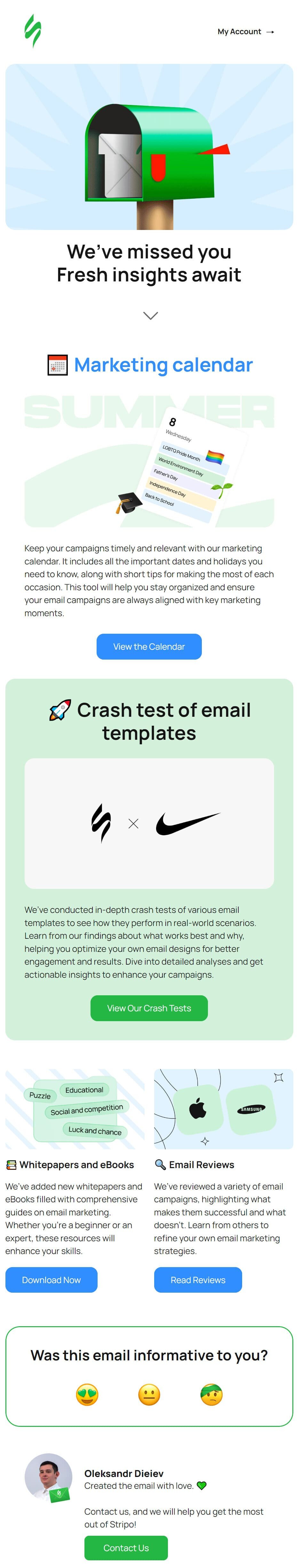 Email with interesting content to engage subscribers