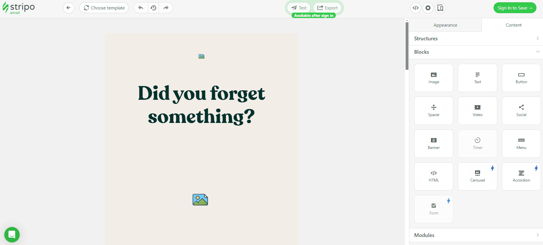 Stripo demo editor