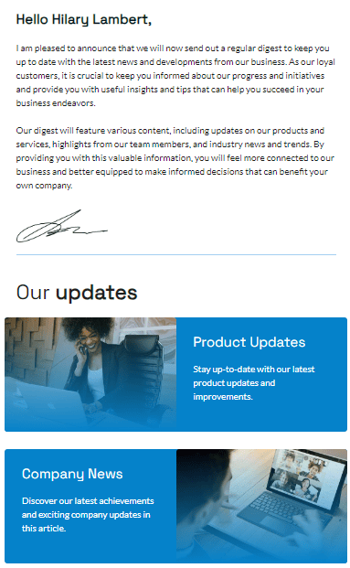 B2B email template example