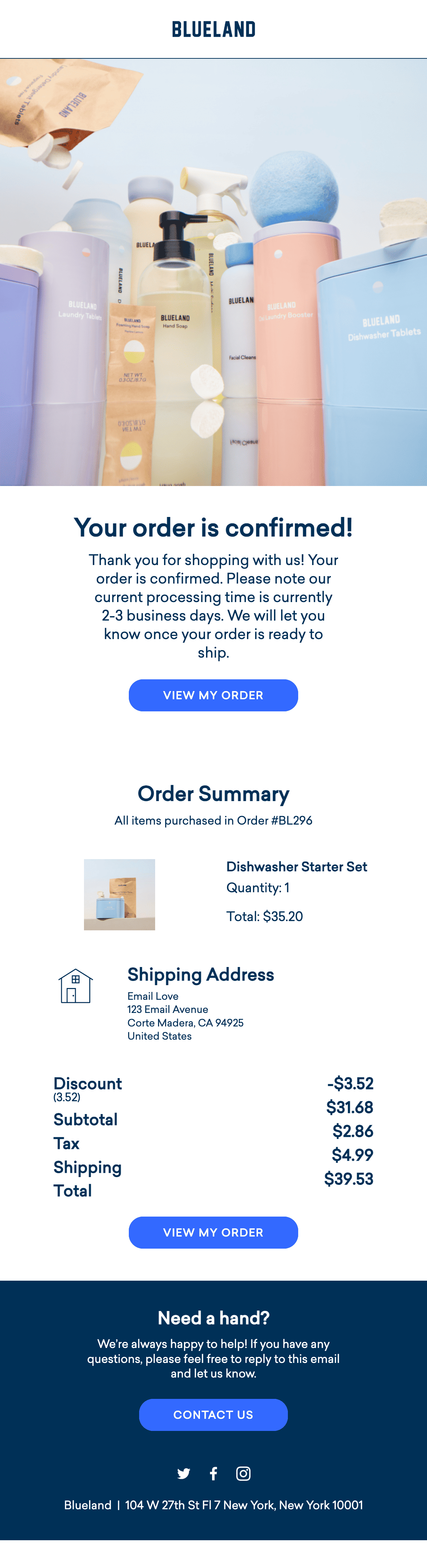 Приклад листа, надісланого в процесі здійснення покупки